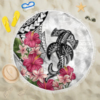 White Polynesian Hammerhead Shark Tribal Pattern Beach Blanket LT05 One Size 150cm White - Polynesian Pride