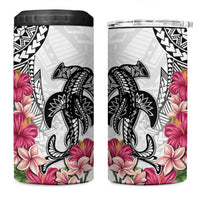 White Polynesian Hammerhead Shark Tribal Pattern 4 in 1 Can Cooler Tumbler LT05 One Size: 16 oz White - Polynesian Pride