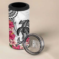 White Polynesian Hammerhead Shark Tribal Pattern 4 in 1 Can Cooler Tumbler LT05 - Polynesian Pride