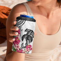 White Polynesian Hammerhead Shark Tribal Pattern 4 in 1 Can Cooler Tumbler LT05 - Polynesian Pride