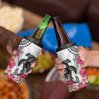 White Polynesian Hammerhead Shark Tribal Pattern 4 in 1 Can Cooler Tumbler LT05 - Polynesian Pride