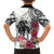 White Polynesian Hammerhead Shark Tribal Pattern Family Matching Short Sleeve Bodycon Dress and Hawaiian Shirt