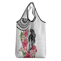 White Polynesian Hammerhead Shark Tribal Pattern Grocery Bag LT05 - Polynesian Pride