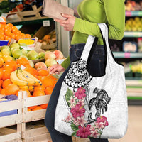White Polynesian Hammerhead Shark Tribal Pattern Grocery Bag LT05 - Polynesian Pride