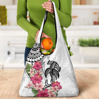White Polynesian Hammerhead Shark Tribal Pattern Grocery Bag LT05 - Polynesian Pride