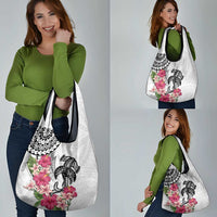 White Polynesian Hammerhead Shark Tribal Pattern Grocery Bag LT05 - Polynesian Pride