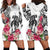 White Polynesian Hammerhead Shark Tribal Pattern Hoodie Dress