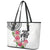 White Polynesian Hammerhead Shark Tribal Pattern Leather Tote Bag