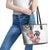 White Polynesian Hammerhead Shark Tribal Pattern Leather Tote Bag