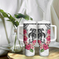 White Polynesian Hammerhead Shark Tribal Pattern Tumbler With Handle LT05 - Polynesian Pride