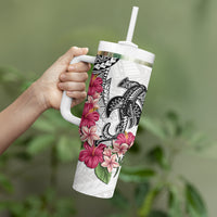 White Polynesian Hammerhead Shark Tribal Pattern Tumbler With Handle LT05 - Polynesian Pride