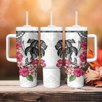 White Polynesian Hammerhead Shark Tribal Pattern Tumbler With Handle LT05 - Polynesian Pride
