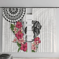 White Polynesian Hammerhead Shark Tribal Pattern Window Curtain LT05 With Hooks White - Polynesian Pride