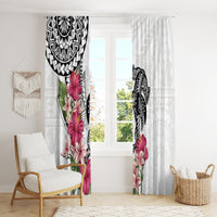 White Polynesian Hammerhead Shark Tribal Pattern Window Curtain LT05 - Polynesian Pride