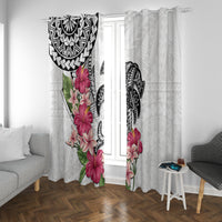 White Polynesian Hammerhead Shark Tribal Pattern Window Curtain LT05 With Grommets White - Polynesian Pride
