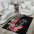 Black Polynesian Hammerhead Shark Tribal Pattern Area Rug