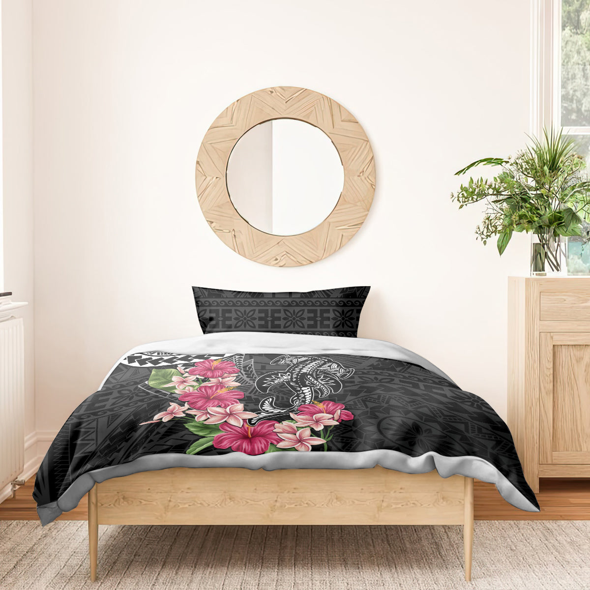 Black Polynesian Hammerhead Shark Tribal Pattern Bedding Set LT05 - Polynesian Pride