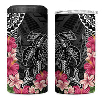 Black Polynesian Hammerhead Shark Tribal Pattern 4 in 1 Can Cooler Tumbler LT05 One Size: 16 oz Black - Polynesian Pride