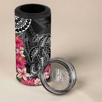Black Polynesian Hammerhead Shark Tribal Pattern 4 in 1 Can Cooler Tumbler LT05 - Polynesian Pride
