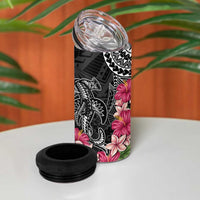 Black Polynesian Hammerhead Shark Tribal Pattern 4 in 1 Can Cooler Tumbler LT05 - Polynesian Pride