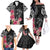 Black Polynesian Hammerhead Shark Tribal Pattern Family Matching Off The Shoulder Long Sleeve Dress and Hawaiian Shirt