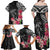 Black Polynesian Hammerhead Shark Tribal Pattern Family Matching Off Shoulder Maxi Dress and Hawaiian Shirt