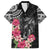 Black Polynesian Hammerhead Shark Tribal Pattern Family Matching Off Shoulder Maxi Dress and Hawaiian Shirt