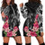 Black Polynesian Hammerhead Shark Tribal Pattern Hoodie Dress