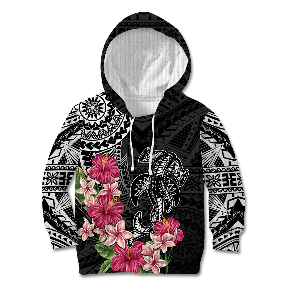 Black Polynesian Hammerhead Shark Tribal Pattern Kid Hoodie LT05 Hoodie Black - Polynesian Pride