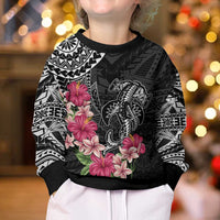 Black Polynesian Hammerhead Shark Tribal Pattern Kid Ugly Christmas Sweater LT05 - Polynesian Pride