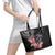 Black Polynesian Hammerhead Shark Tribal Pattern Leather Tote Bag