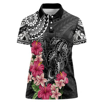 Black Polynesian Hammerhead Shark Tribal Pattern Women Polo Shirt LT05 Female Black - Polynesian Pride