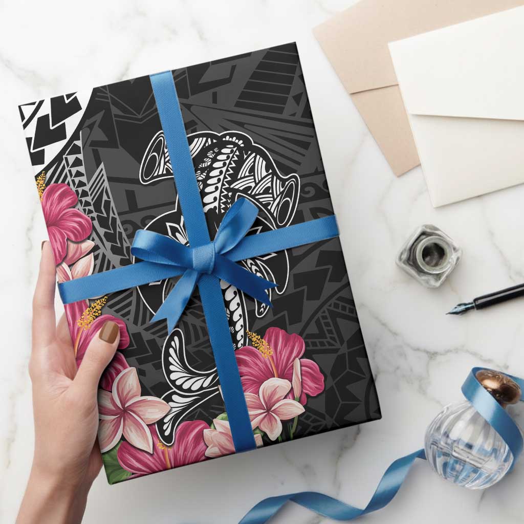 Black Polynesian Hammerhead Shark Tribal Pattern Wrapping Paper LT05 - Polynesian Pride
