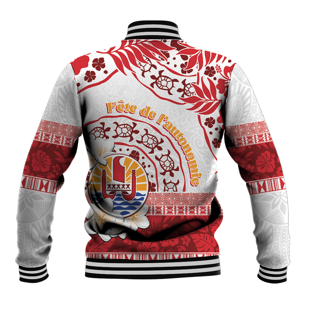 French Polynesia Internal Autonomy Day Baseball Jacket Tropical Hibiscus And Turtle Pattern LT05 - Polynesian Pride