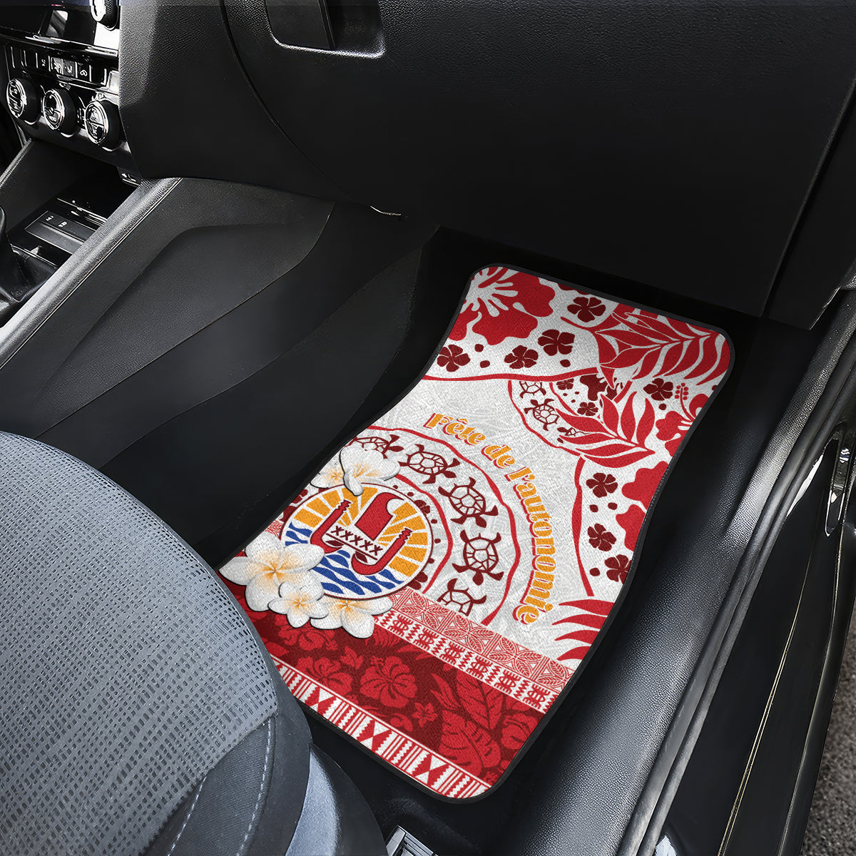 French Polynesia Internal Autonomy Day Car Mats Tropical Hibiscus And Turtle Pattern LT05 - Polynesian Pride
