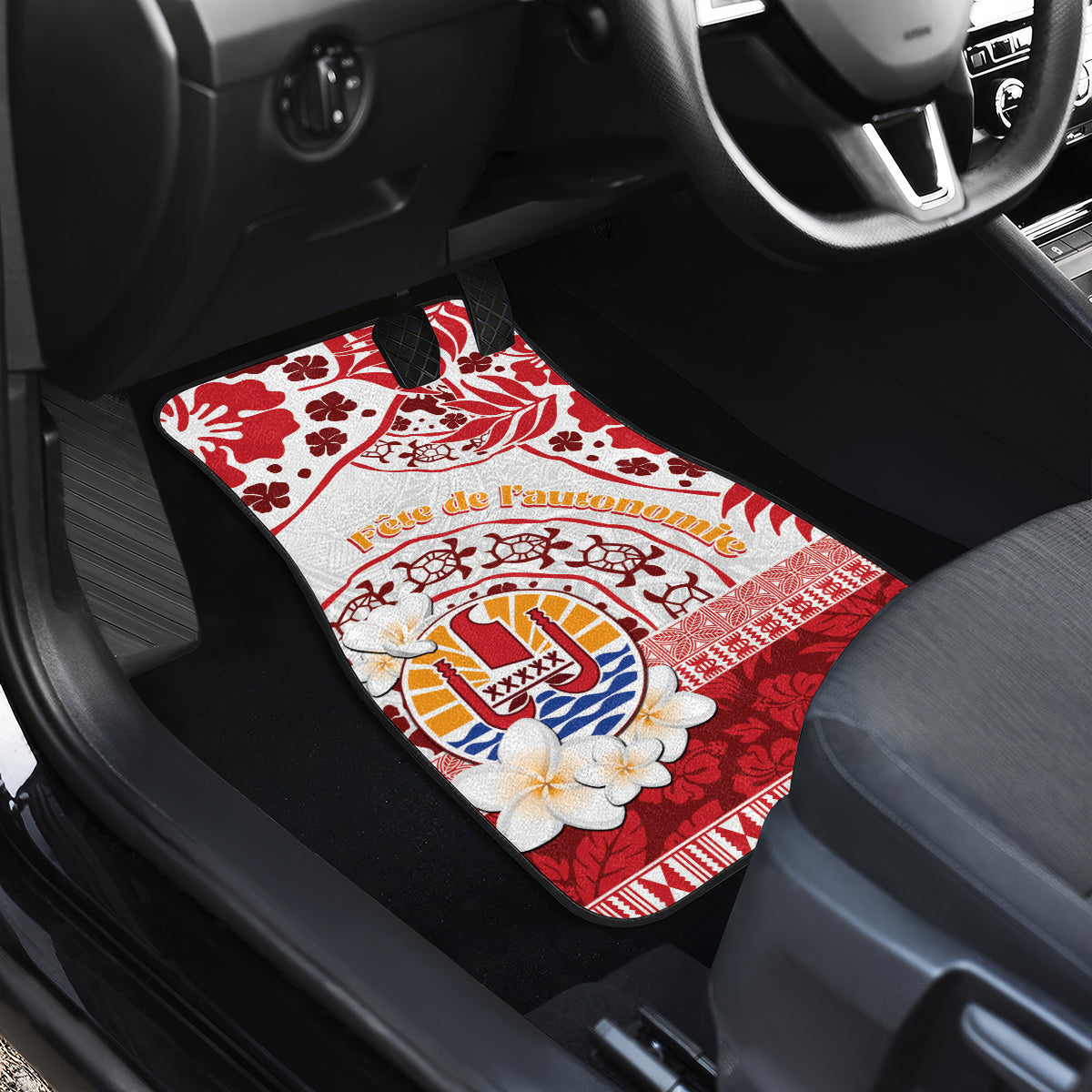 French Polynesia Internal Autonomy Day Car Mats Tropical Hibiscus And Turtle Pattern LT05 - Polynesian Pride
