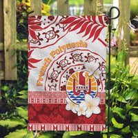French Polynesia Internal Autonomy Day Garden Flag Tropical Hibiscus And Turtle Pattern LT05 Garden Flag Red - Polynesian Pride