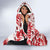 French Polynesia Internal Autonomy Day Hooded Blanket Tropical Hibiscus And Turtle Pattern