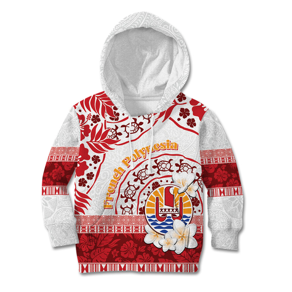 French Polynesia Internal Autonomy Day Kid Hoodie Tropical Hibiscus And Turtle Pattern LT05 Hoodie Red - Polynesian Pride