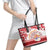 French Polynesia Internal Autonomy Day Leather Tote Bag Tropical Hibiscus And Turtle Pattern