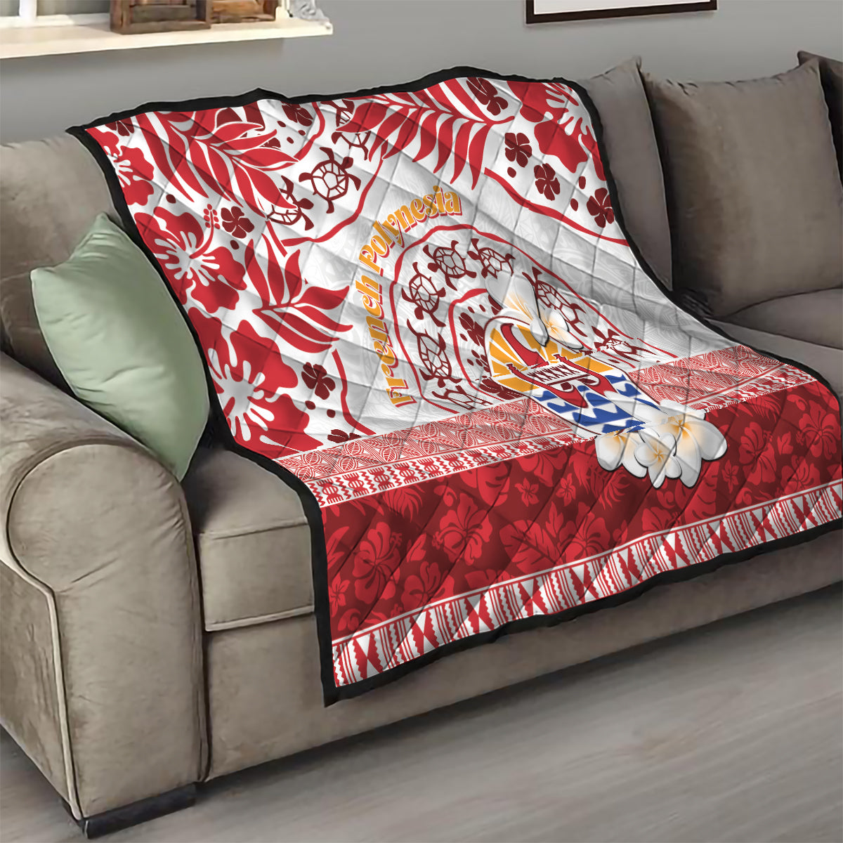 French Polynesia Internal Autonomy Day Quilt Tropical Hibiscus And Turtle Pattern LT05 - Polynesian Pride