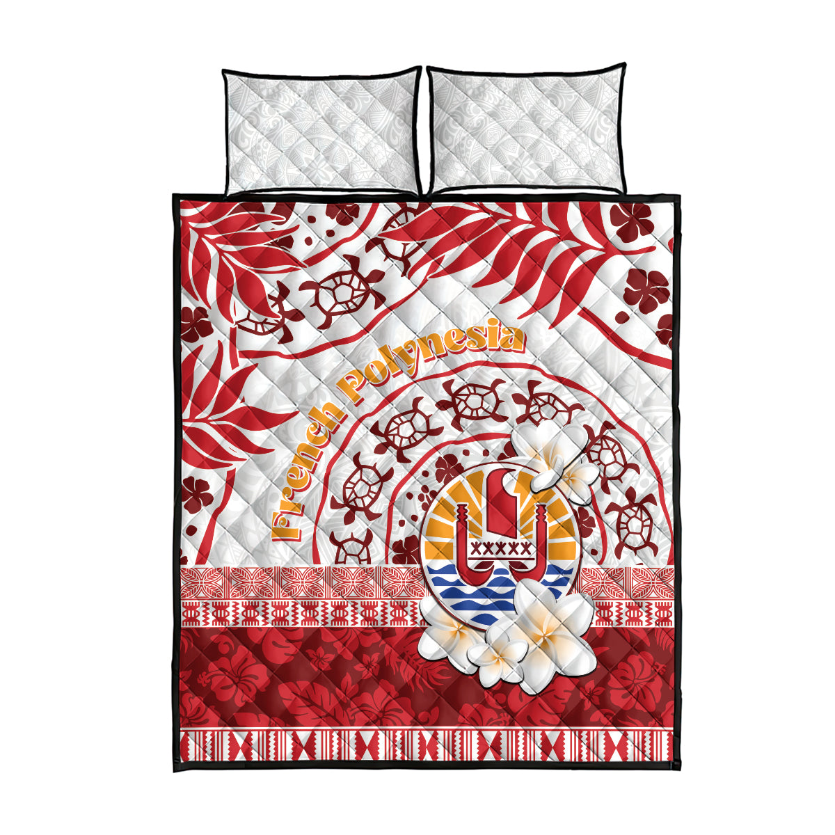 French Polynesia Internal Autonomy Day Quilt Bed Set Tropical Hibiscus And Turtle Pattern LT05 - Polynesian Pride