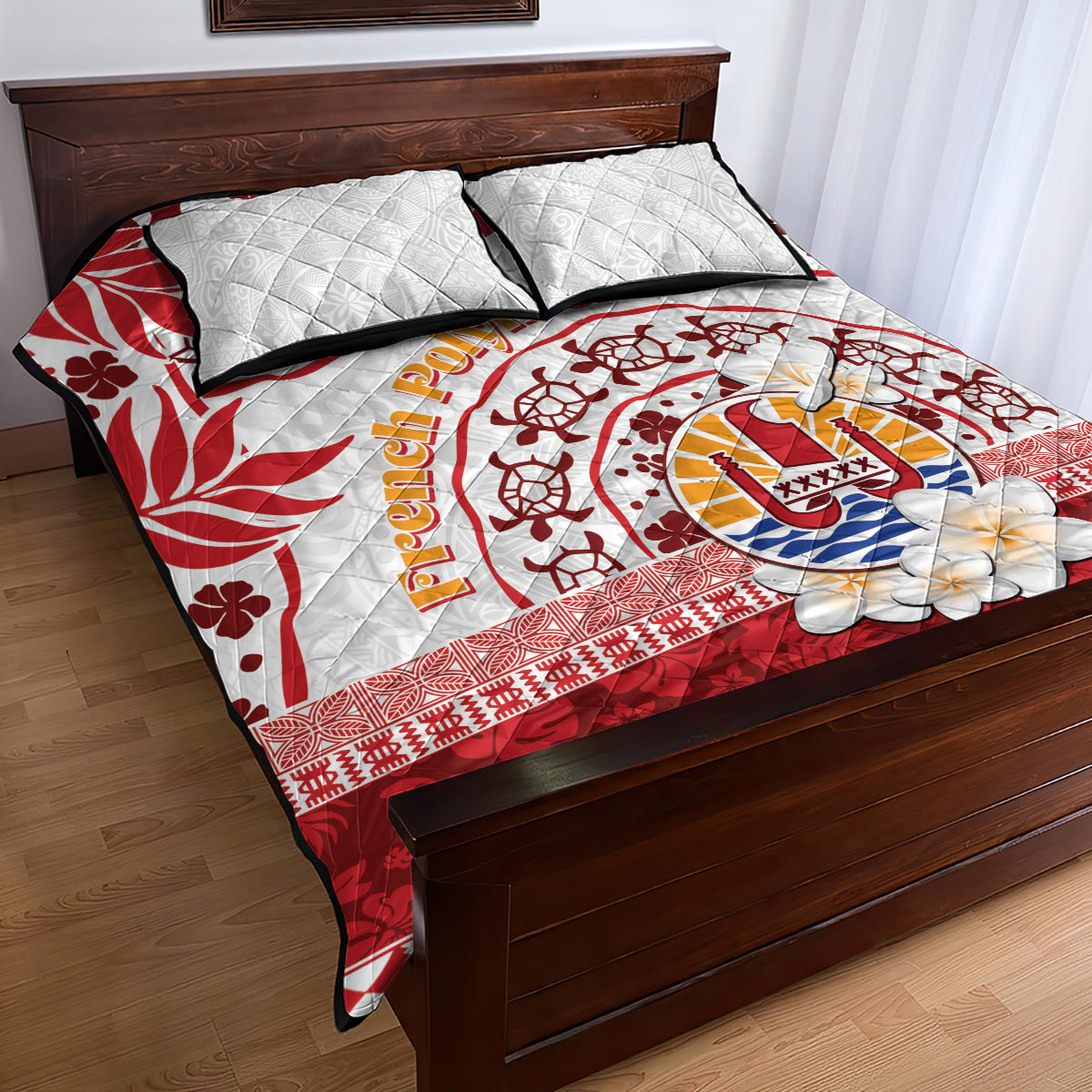 French Polynesia Internal Autonomy Day Quilt Bed Set Tropical Hibiscus And Turtle Pattern LT05 - Polynesian Pride