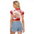 French Polynesia Internal Autonomy Day Raglan Cropped T Shirt Tropical Hibiscus And Turtle Pattern