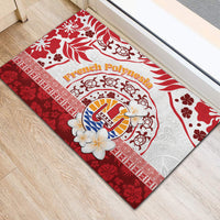 French Polynesia Internal Autonomy Day Rubber Doormat Tropical Hibiscus And Turtle Pattern LT05 - Polynesian Pride