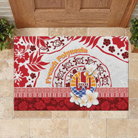 French Polynesia Internal Autonomy Day Rubber Doormat Tropical Hibiscus And Turtle Pattern LT05 - Polynesian Pride