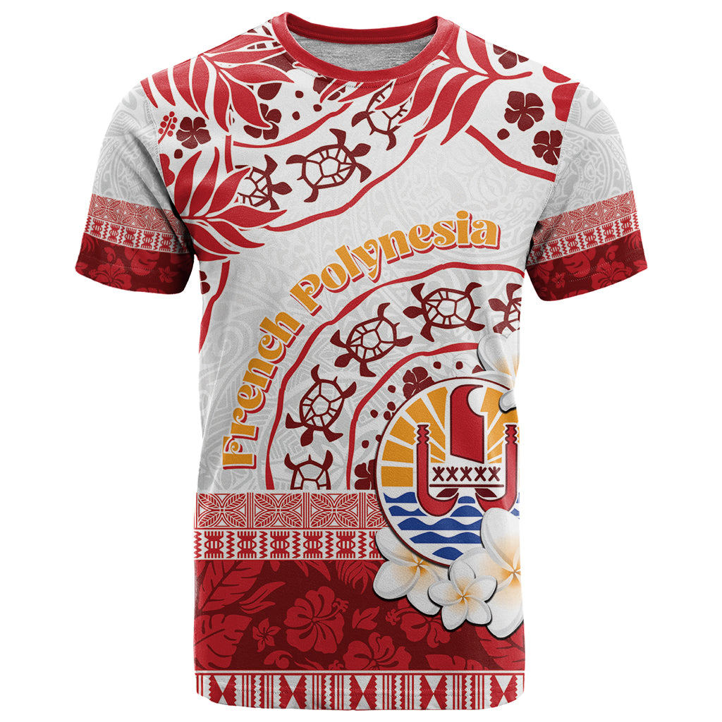 French Polynesia Internal Autonomy Day T Shirt Tropical Hibiscus And Turtle Pattern LT05 Red - Polynesian Pride
