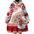 French Polynesia Internal Autonomy Day Wearable Blanket Hoodie Tropical Hibiscus And Turtle Pattern