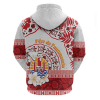 French Polynesia Internal Autonomy Day Zip Hoodie Tropical Hibiscus And Turtle Pattern LT05 - Polynesian Pride