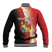 Personalised Tonga Emancipation Day Baseball Jacket Tongan Ngatu Pattern With Plumeria LT05 - Polynesian Pride
